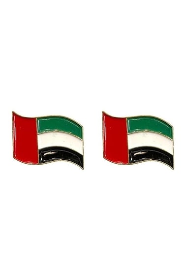 UAE Waving Flag Design 3D Sticker Metal Badge 2 PC Metal 2.5cm