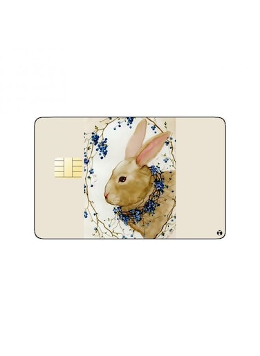 PRINTED BANK CARD STICKER Cute Rabbit Drawing With Blueberries