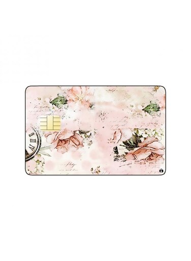 PRINTED BANK CARD STICKER Aesthetic Pink Flowers Vintage Art