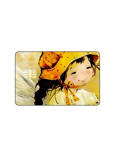 PRINTED BANK CARD STICKER Beautiful Girl Drawing With Hat