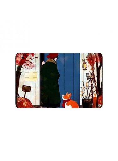 PRINTED BANK CARD STICKER Cute Girl Drawing With Dog