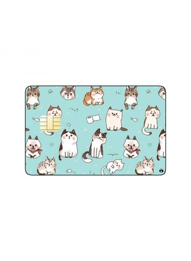 PRINTED BANK CARD STICKER Adorble Cats Drawing