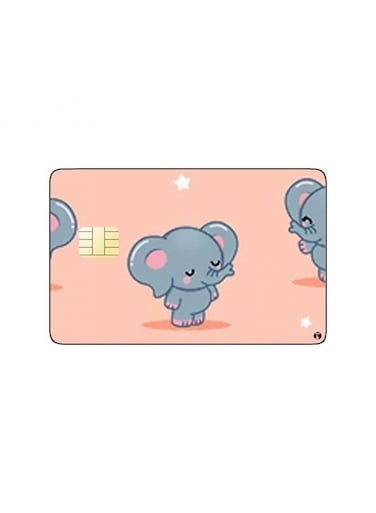 PRINTED BANK CARD STICKER Cute Elephants Drawing
