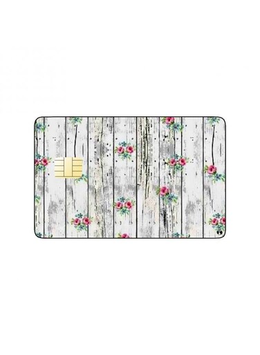 PRINTED BANK CARD STICKER Beautiful Pink Flowers Drawing