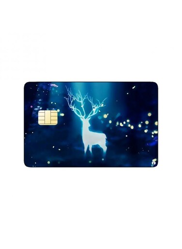 PRINTED BANK CARD STICKER Aesthetic Reindeer Drawing At Night