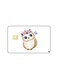 PRINTED BANK CARD STICKER Cute Owl Drawing With Pink Roses