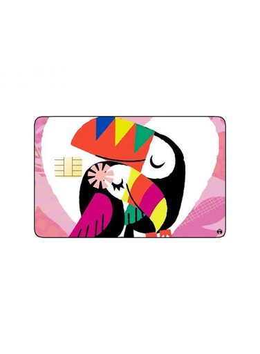 PRINTED BANK CARD STICKER Beautiful Toucan Birds Drawing