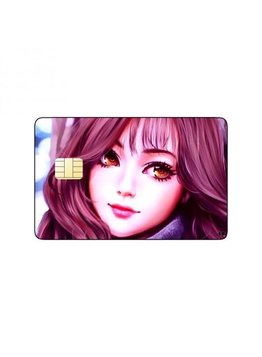 PRINTED BANK CARD STICKER Stylish Girl Drawing