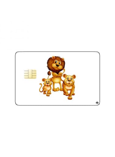 PRINTED BANK CARD STICKER Cute Lion Family Drawing