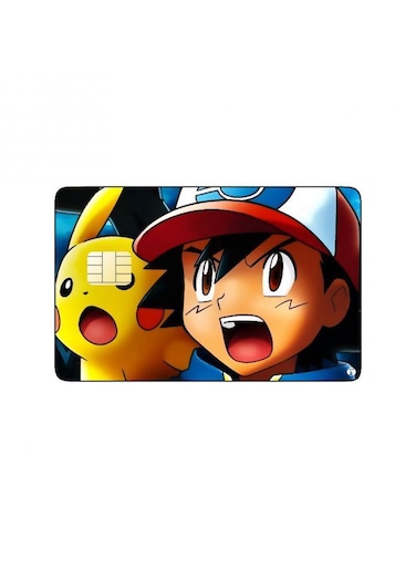 PRINTED BANK CARD STICKER Ash And Pikatchu From Pokemon Anime