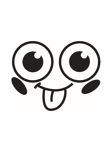 Smile Happy Face Themed Wall Sticker Black 22x28cm