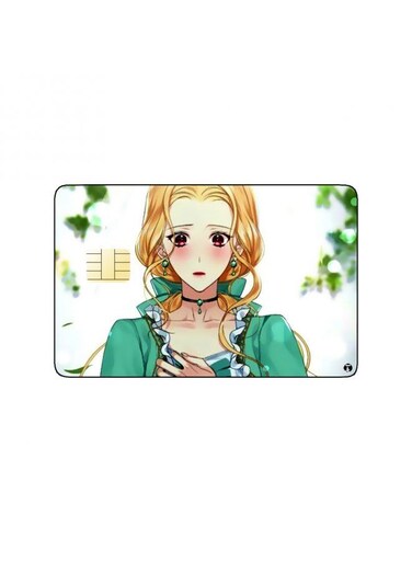 PRINTED BANK CARD STICKER Beautiful Girl Drawing With Green Dress