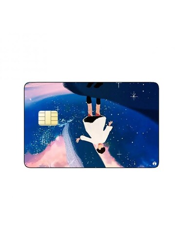 PRINTED BANK CARD STICKER Aesthetic Kid Drawing In Water Reflection