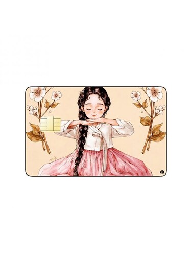 PRINTED BANK CARD STICKER Cute Korean Girl Drawing