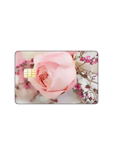 PRINTED BANK CARD STICKER Beautiful Pink Flowers Drawing