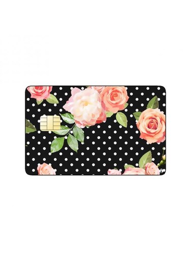 PRINTED BANK CARD STICKER Beautiful Pink Roses Drawing