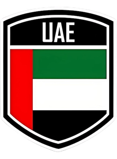 UAE Flag Sheild Sticker Vinyl 16x13 CM Adhesive VINYL Weather Proof UV Resistant Laminated Glossy UAE Flag Sticker for Car Laptops Stickers Pack Of 2