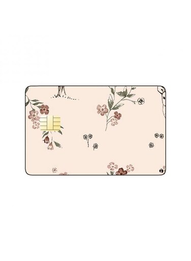 PRINTED BANK CARD STICKER Cute Deer Drawing With Roses