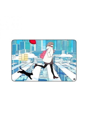 PRINTED BANK CARD STICKER Aesthetic Girl Drawing With Cat And Balloon