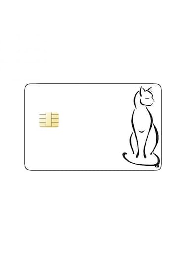 PRINTED BANK CARD STICKER Cute Black And White Cat Drawing