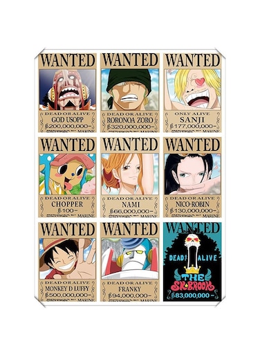 9-Piece Wanted Anime Wall Sticker Set Multicolour 42 x 39cm