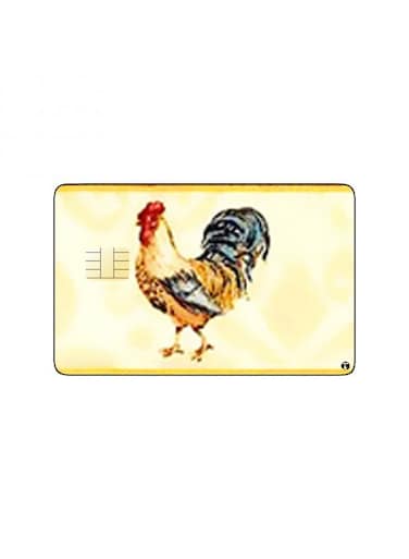 PRINTED BANK CARD STICKER Colorful Roosters Drawing