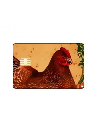 PRINTED BANK CARD STICKER Cute Chicken Drawing With Vegetables
