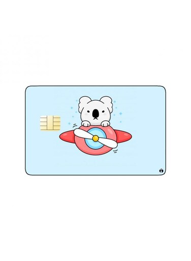 PRINTED BANK CARD STICKER Cute Koala Drawing In Plane