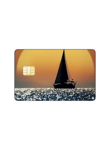 PRINTED BANK CARD STICKER Beautiful Sea View Picture With Boat