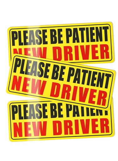 New Driver Magnet for Car Please Be Patient Student Driver Magnet New Driver Magnet Safety Warning Magnetic Reflective Rookie Driver Bumper Sticker Black Red