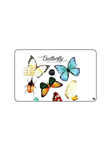 PRINTED BANK CARD STICKER Beautiful Colorful Butterflies Drawing