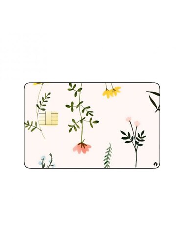PRINTED BANK CARD STICKER Beautiful Colorful Roses Drawing
