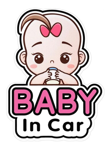 Baby in Car Stickers Sign and Decal for Girl 2 Pieces Baby Car Sticker Removable Safety Sticker Notice Board Cute Baby Window Car Sticker On Board Stickers