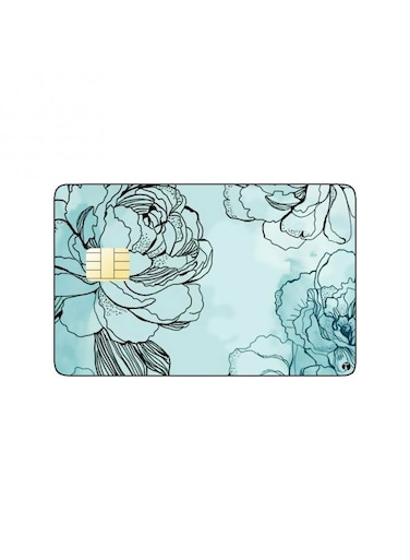 PRINTED BANK CARD STICKER Aesthetic Blue Flowers Drawing