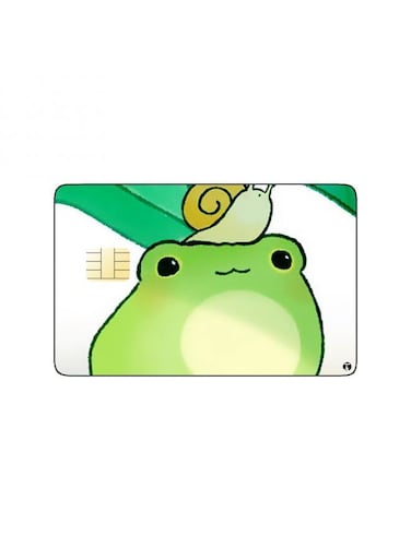 PRINTED BANK CARD STICKER Beautiful Frog Drawing With Snail