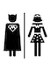 Male Female Super Hero Washroom Toilet Door Stickers Black