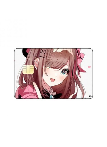 PRINTED BANK CARD STICKER Cute Anime Girl Drawing With Hat