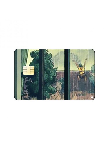 PRINTED BANK CARD STICKER Aesthetic Room Drawing With Rain Outside