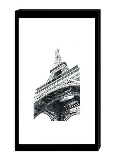 Eiffel Tower Wall Decor Painting With Inner Frame Black/Silver/White 40 x 60centimeter