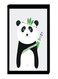 Panda Wall Decor Painting With Inner Frame Black/White/Green 40 x 60centimeter
