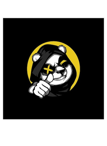 Cool Panda Themed Wall Decor White/Brown/Yellow 30x30cm