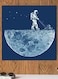 Astronaut Themed Wall Decor Blue/White 30x30cm