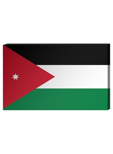 Jordanian Flag Wall Decor Painting With Inner Frame Multicolour 40 x 60centimeter