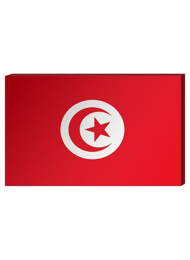 Tunisian Flag Wall Decor Painting With Inner Frame Red/White 40 x 60cm