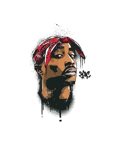 2PAC Themed Wall Decor White/Black/Red 30x30cm