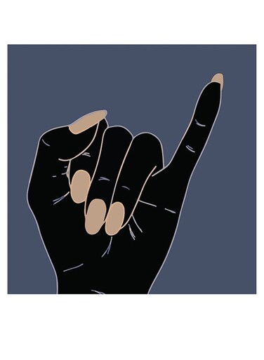 Hand Themed Wall Decor Black/Blue/White 30x30cm