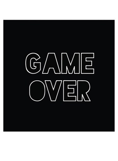 Game Over Themed Wall Decor Black/White 30x30cm