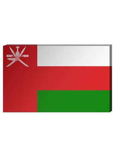 Oman Flag Wall Decor Painting With Inner Frame Red/White/Green 40 x 60cm