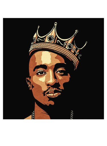 2pac Themed Wall Decor Beige/Yellow/Black 30x30cm