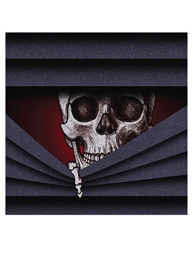 Skull Themed Wall Decor Grey/White/Red 30x30cm